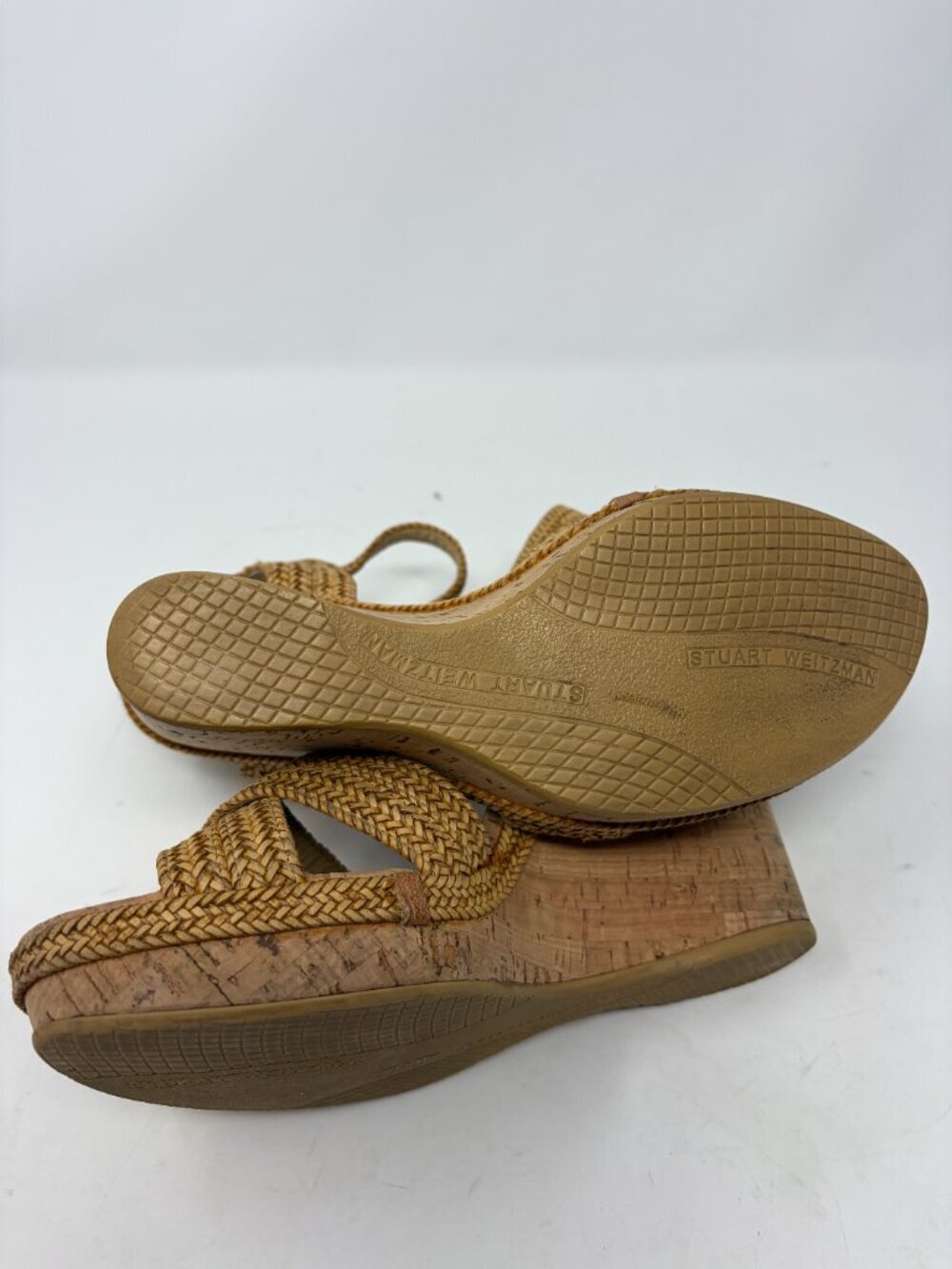 Stuart Weitzman Minx espadrille wedge sandals 9 cork straw ankle strap heeled - Picture 9 of 14